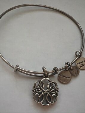 Alex and Ani Silver Filigree Charm Bangle Bracelet